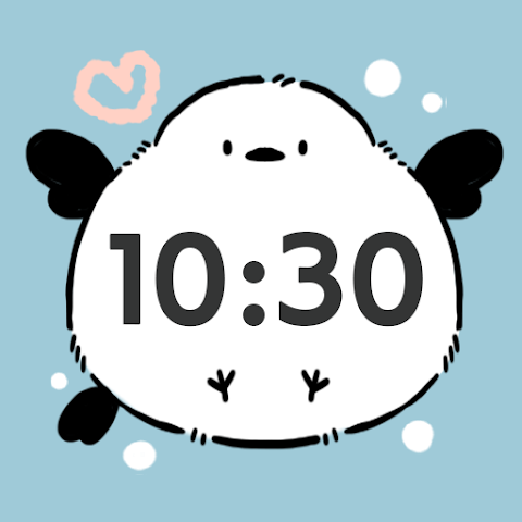 かわいい時計ウィジェット-シマエナガ